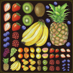 フルーツ(2) 看板・ボード用イラストシール 色々なフルーツ(W285×H285mm)  